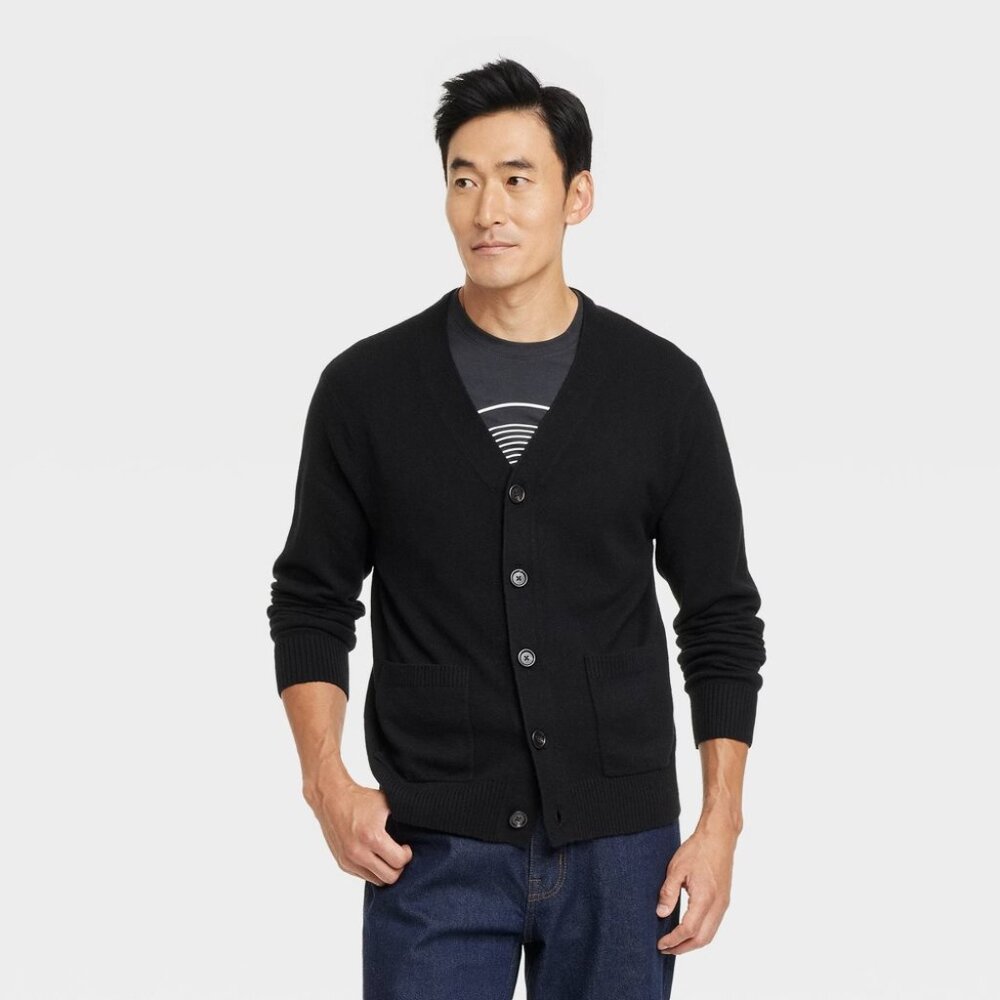 Men's Black Cardigan Sweater